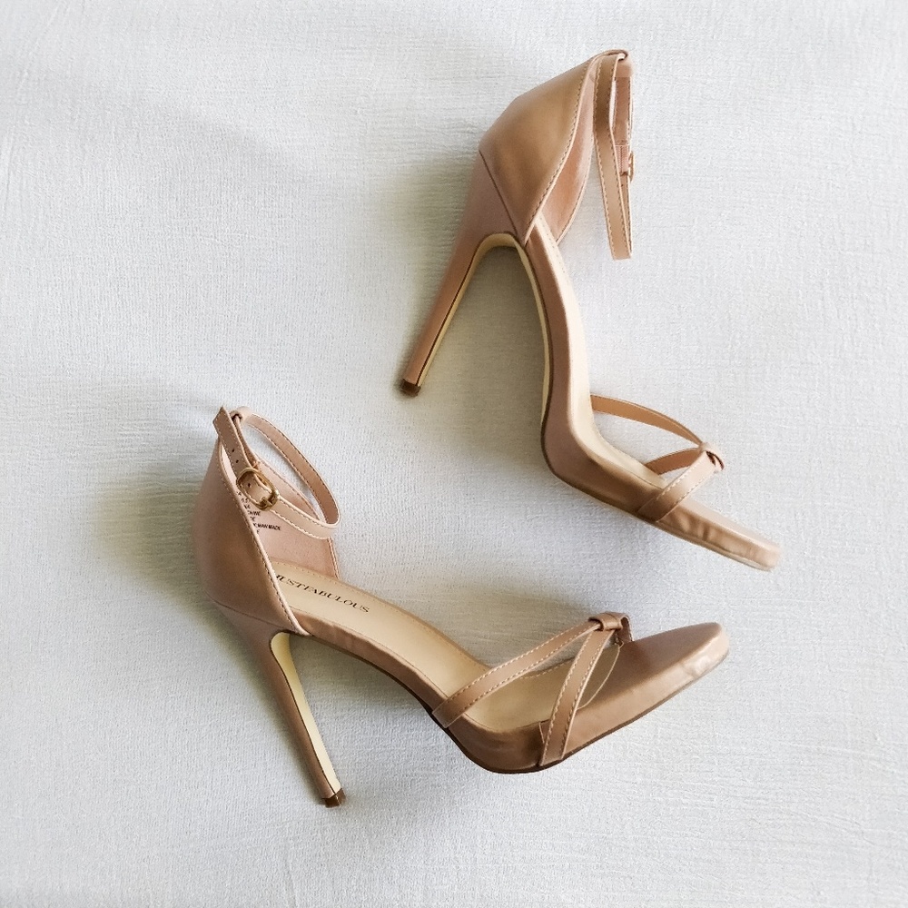 JustFab Light Pink/Nude Heels with Ankle Strap